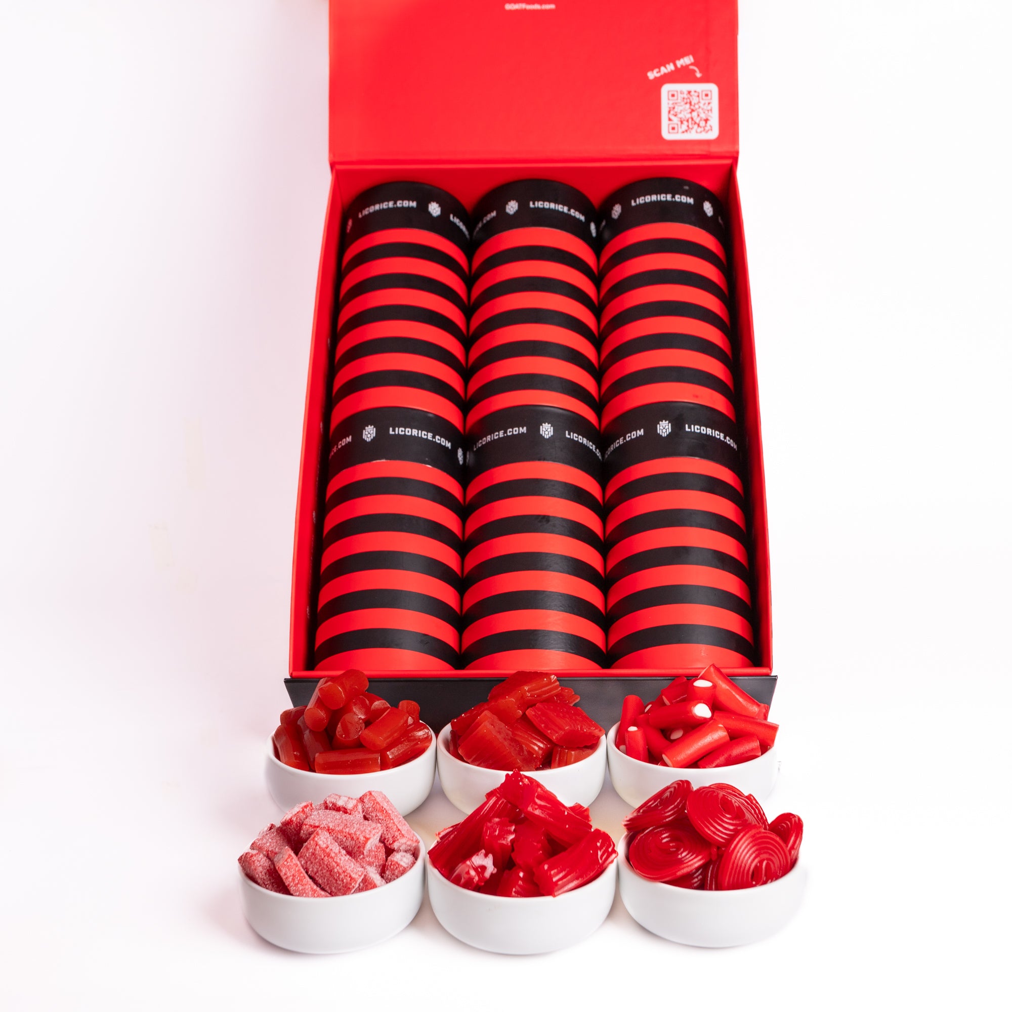Red Licorice Gift Box - 6 Tube Assortment with Strawberry & Aussie Flavors