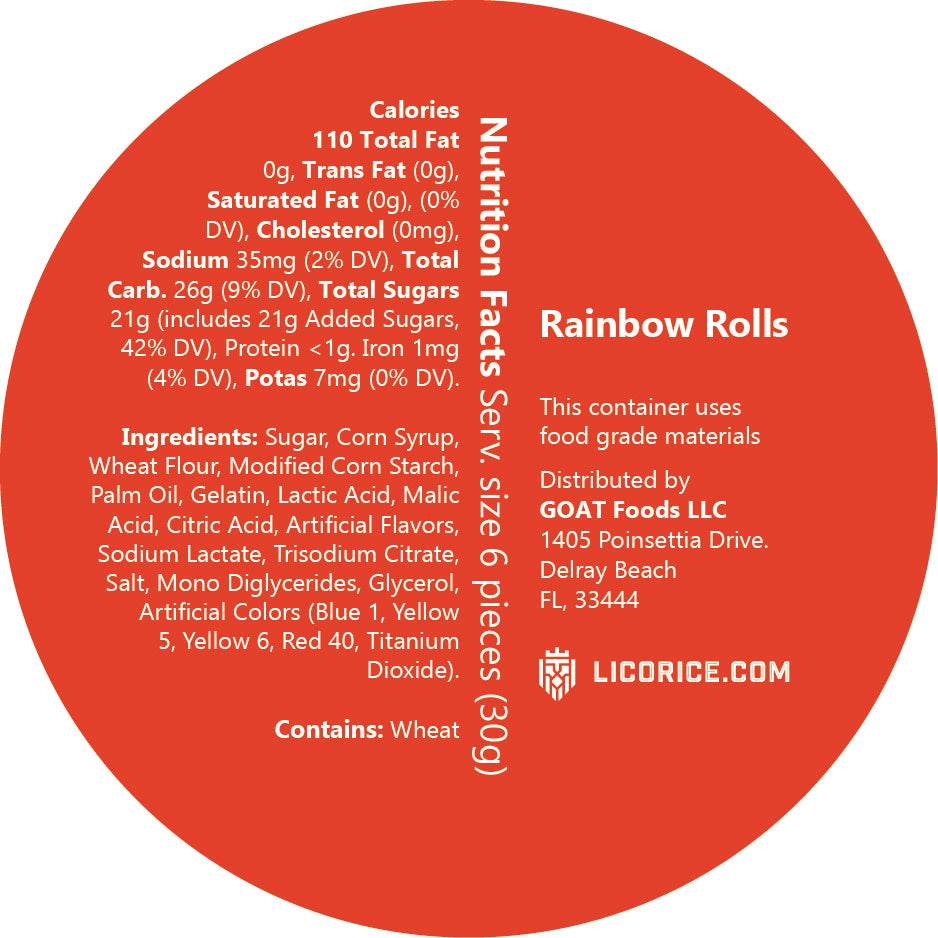 Rainbow Marshmallow Licorice Rolls - 1 Pound Tub