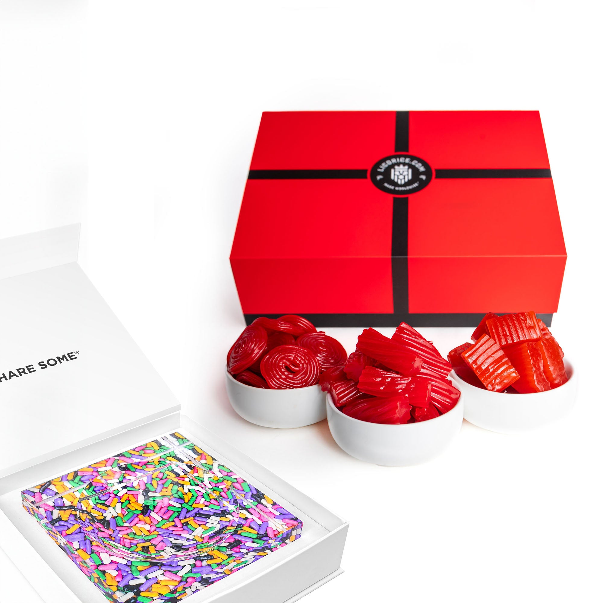 Red Licorice Gift Box Set with Acrylic Candy Dish – SweetArt™ Collection
