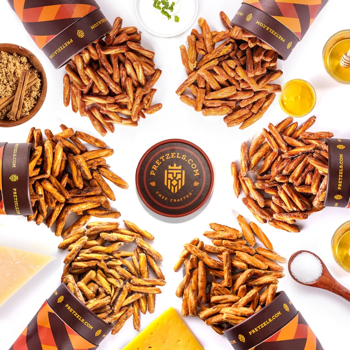 Gourmet Pretzel Gift Box - 6 Premium Flavors by Pretzels.com